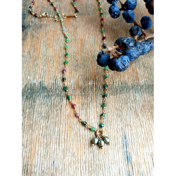 Hanka IN apyrankė-kaklo papuošalas su zoisitu ir perlu